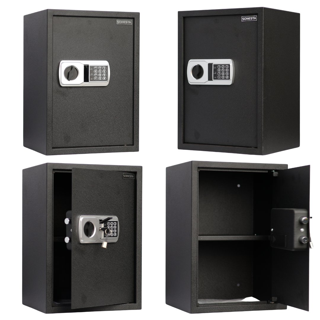 خزنة سونستا 50 فاخرة قطيفة بباسورد ومفاتيح طوارئ ورف - الهندسية