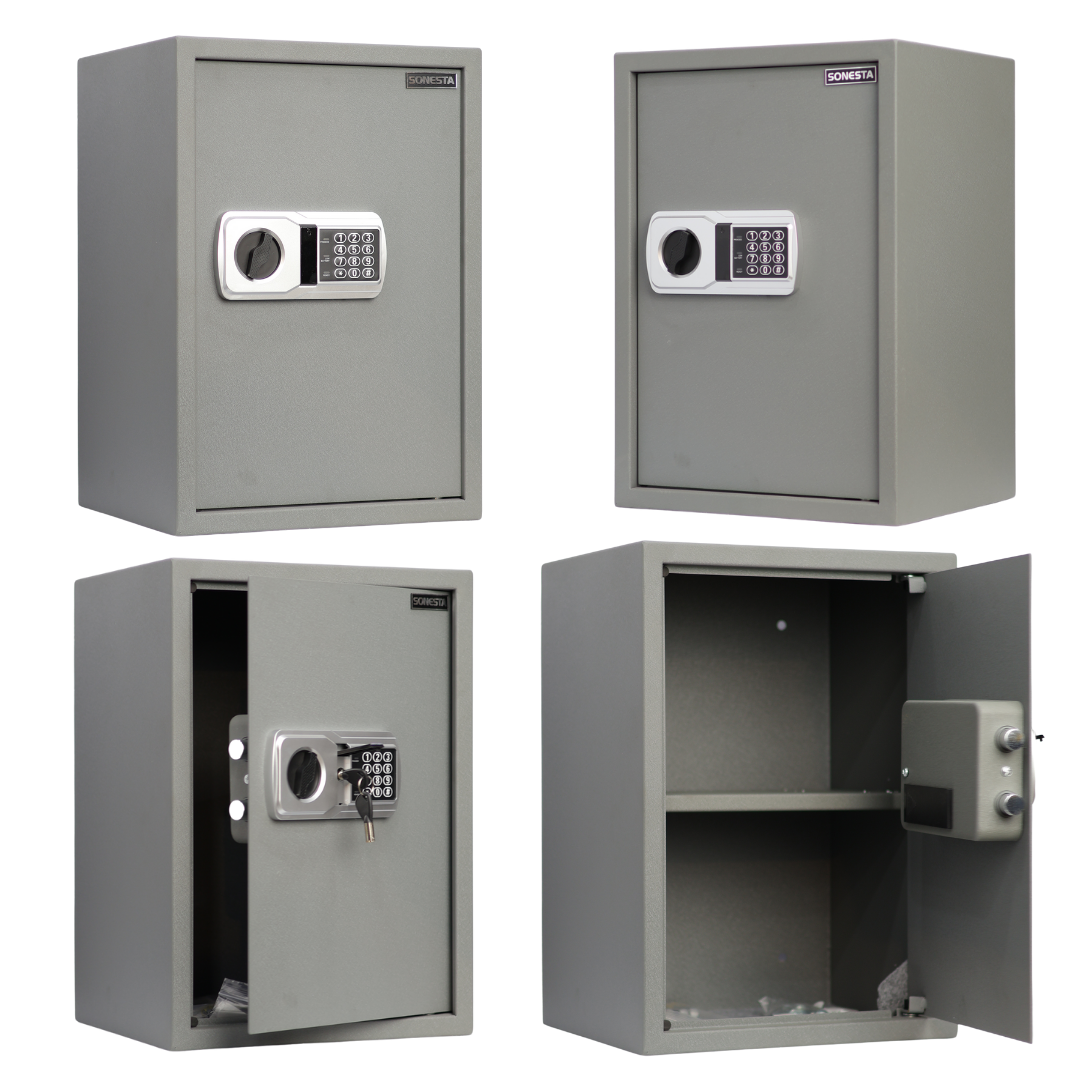 خزنة سونستا 50 رمادي فاتح قطيفة فاخرة بباسورد ورف - الهندسية للخزن