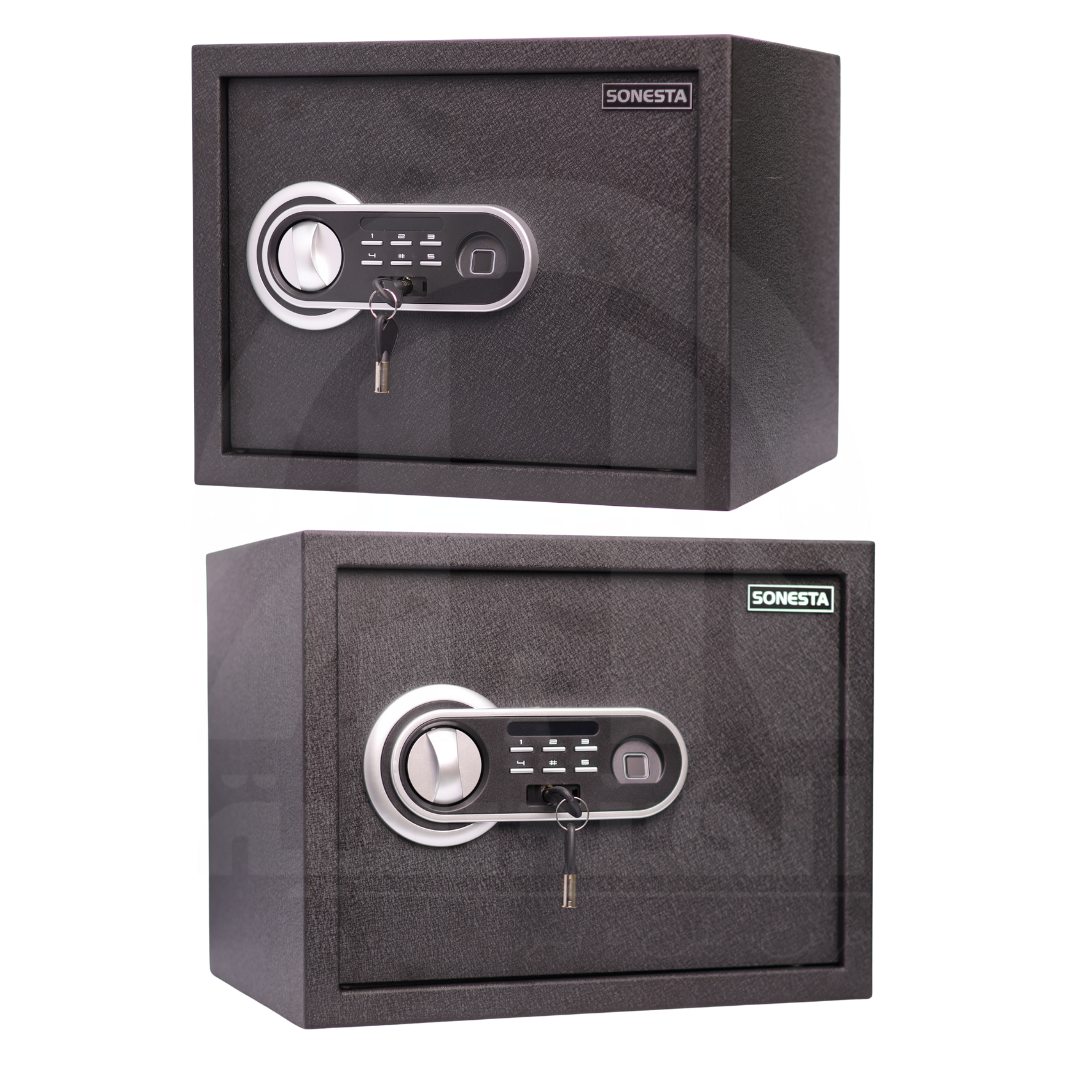SONESTA خزنة ذكية بالبصمة وملمس قطيفة 30 سم - الهندسية