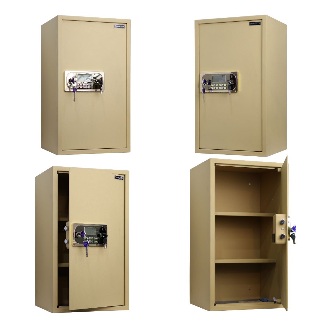 خزنة سونستا 70 ضخمة ملمس قطيفة بحماية مزدوجة ورفين - الهندسية