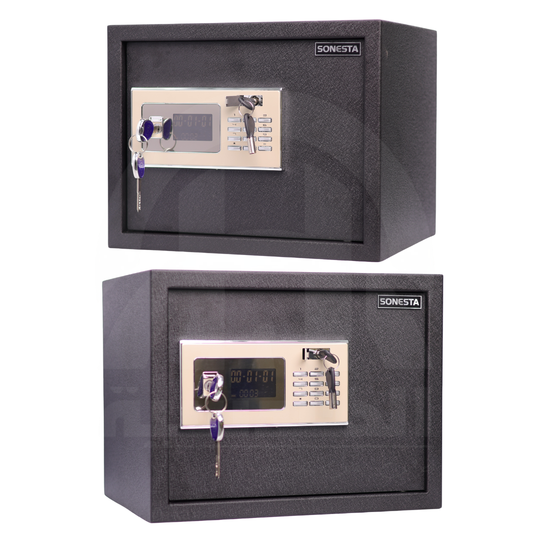 خزنة سونستا عصرية قطيفة بكلمة سر و2 كالون مقاس 30 - الهندسية