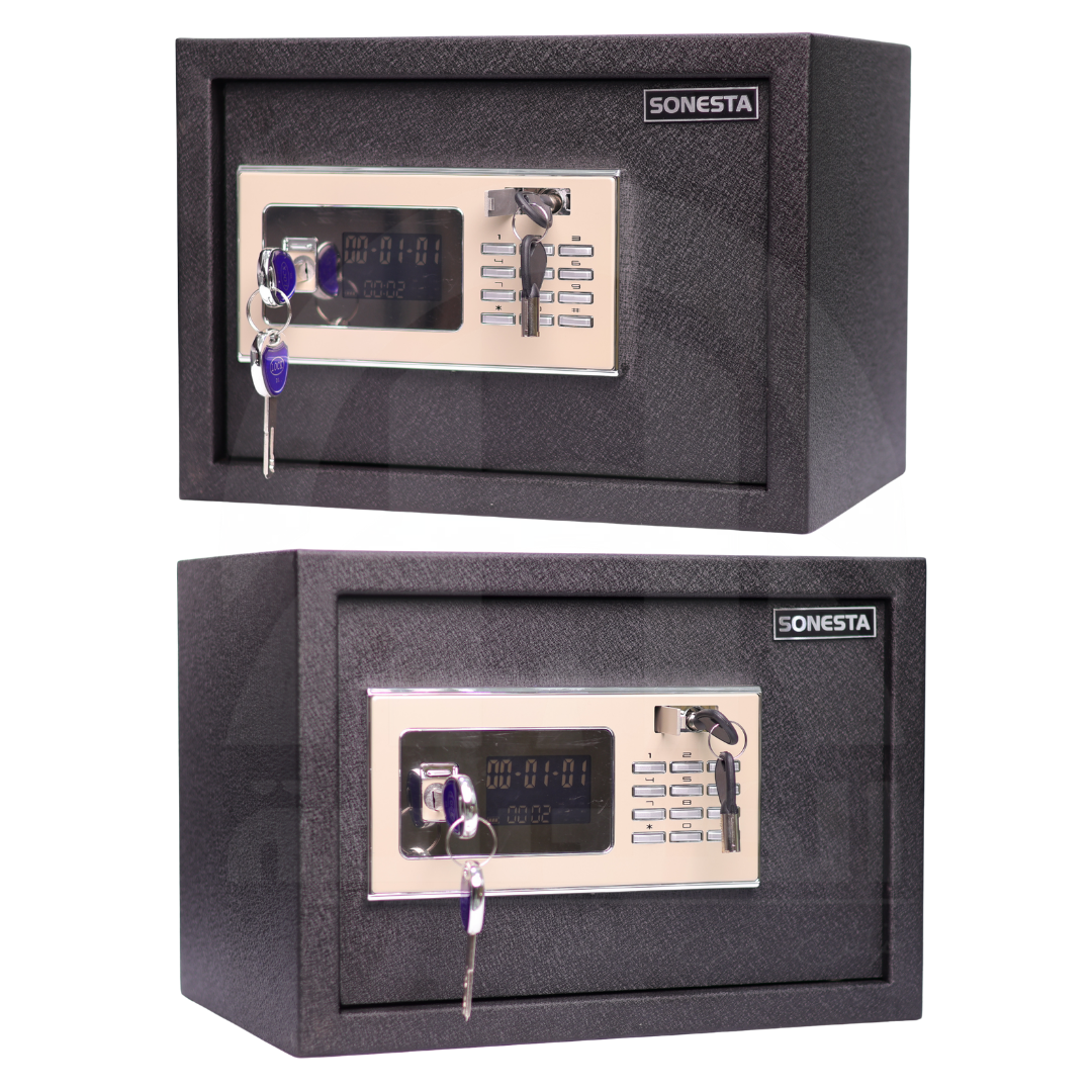 SONESTA 25 خزنة أمان ثلاثي بكلمة سر وكالونات ورف داخلي - الهندسية