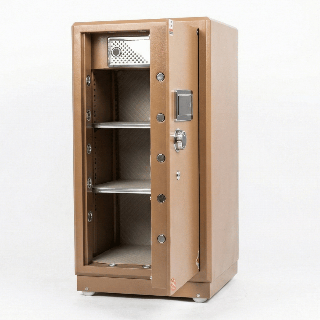 خزنة نص مصفحة (تصفيح سونستا) بني فاتح - ارتفاع 110 سم | وزن 137 كجم | ضمان 7 سنوات