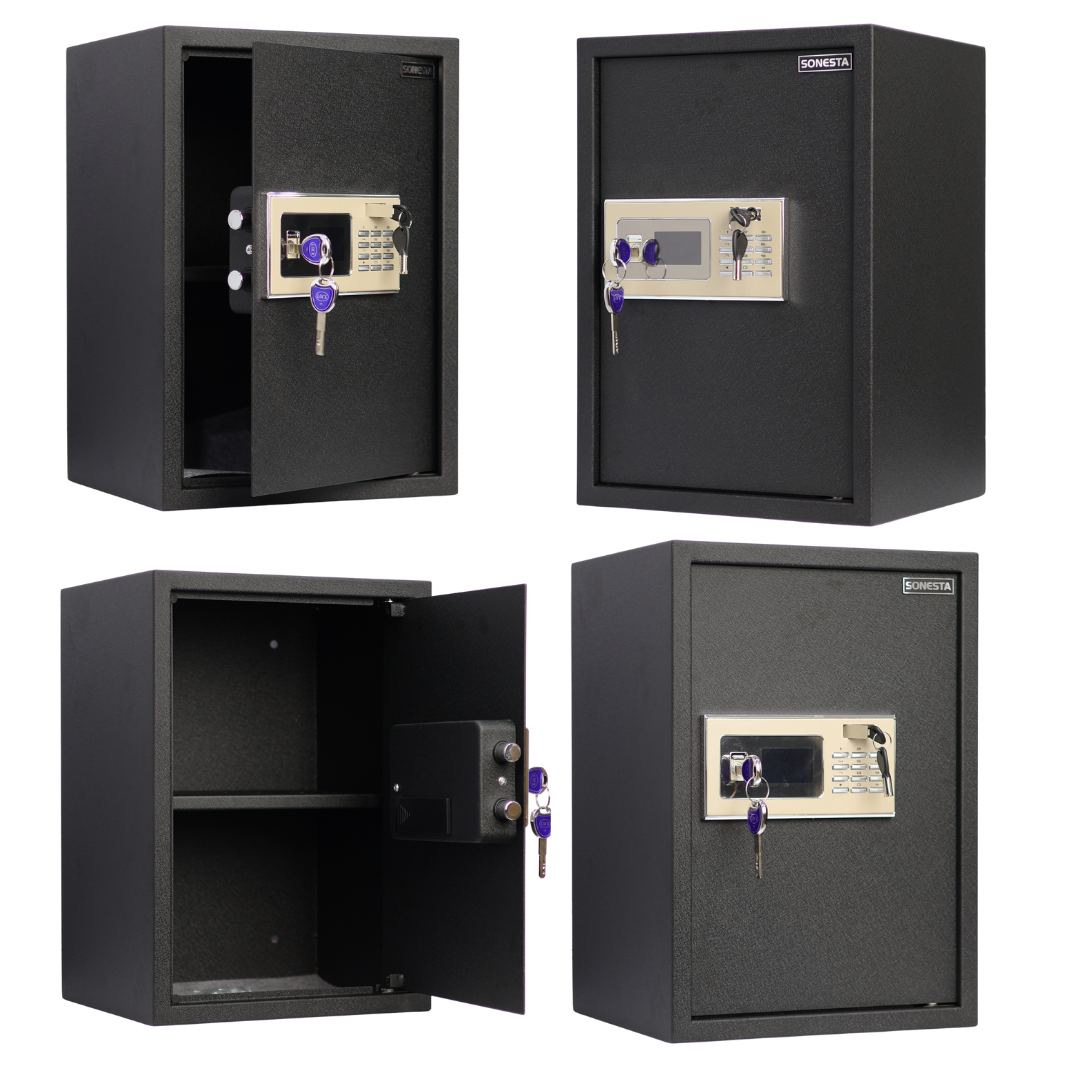 خزنة سونستا 50 فاخرة قطيفة بحماية مزدوجة و2 كالون ورف - الهندسية